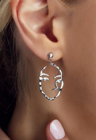 STERLING SILVER ABSTRACT FACE EARRINGS