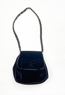 Vintage 90s mini velvet bow handbag