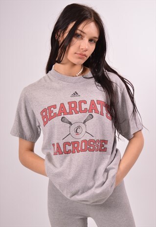 VINTAGE ADIDAS BEARCATS LACROSSE T-SHIRT TOP OVERSIZED GREY