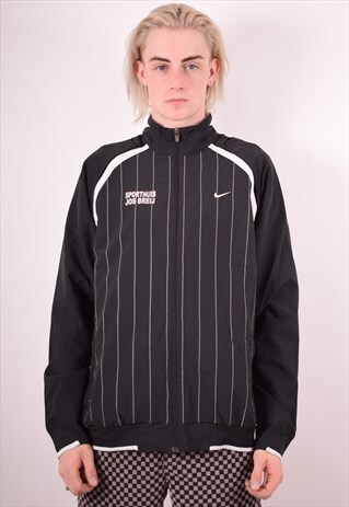 NIKE MENS VINTAGE TRACKSUIT TOP JACKET LARGE BLACK 90S
