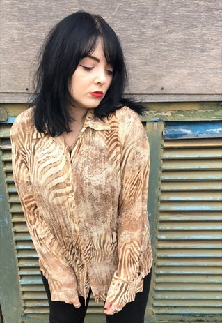 VINTAGE SHEER ANIMAL PRINT BLOUSE
