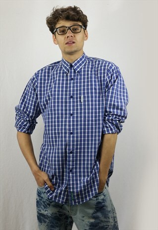 VINTAGE BEN SHERMAN SHIRT LARGE MOD CASUAL CHECK 90'S