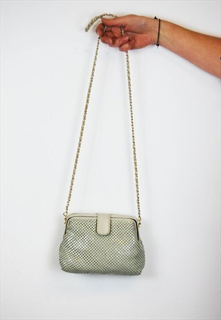 VINTAGE 70S GREY METAL CHAINMAIL BAG