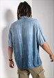 VINTAGE ABSTRACT CRAZY JAZZY PATTERNED SHIRT BLUE