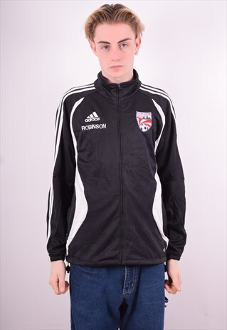 ADIDAS MENS VINTAGE TRACKSUIT TOP JACKET SMALL BLACK 90'S