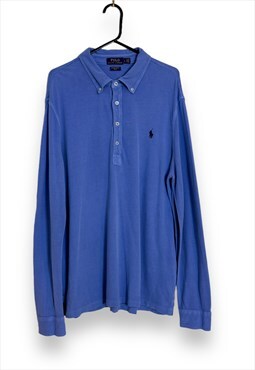 Ralph Lauren Polo Shirt Long Sleeve Blue Mens Large