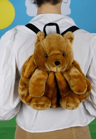 fluffy brown  teddy bear backpack cute festival party bag
