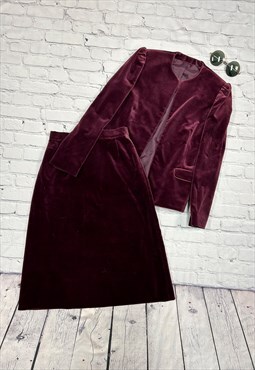 Vintage Maroon Co Ord Jacket & Skirt Set