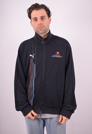PUMA MENS VINTAGE TRACKSUIT TOP JACKET XL BLACK 90S