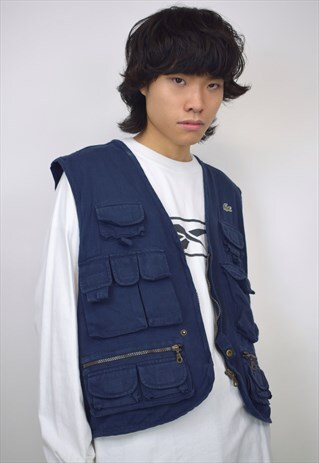 VINTAGE 90S LACOSTE NAVY UTILITY VEST