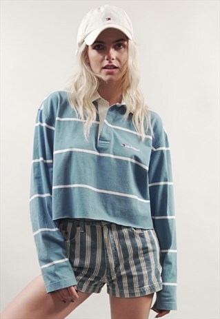 VINTAGE 90'S RIFLE BLUE STRIPED DENIM SHORTS