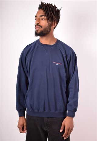 ADIDAS MENS VINTAGE SWEATSHIRT JUMPER LARGE BLUE 90S