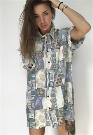 PATTERNED OVERSIZED RETRO VINTAGE UNISEX FESTIVAL SHIRT