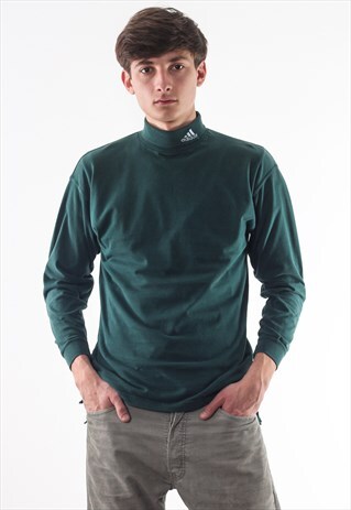 VINTAGE ADIDAS TURTLENECK SWEATER 90S GREEN
