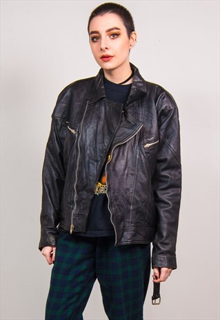VINTAGE 80'S BLACK LEATHER PERFECTO JACKET