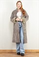 Vintage 80's Women Sheepskin Suede Coat in Grey