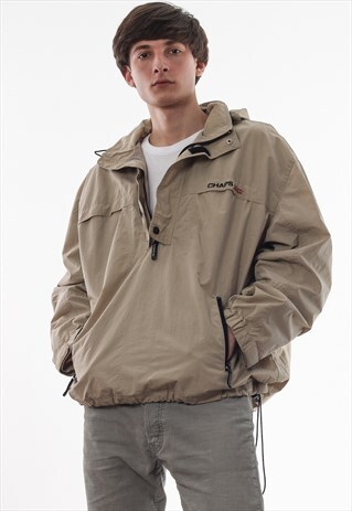 VINTAGE POLO RALPH LAUREN X CHAPS SHELL PULLOVER 90S BEIGE