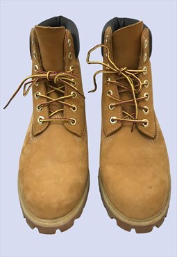 Tan Boots Genuine Leather High Ankle Rise Lace Up UK7.5
