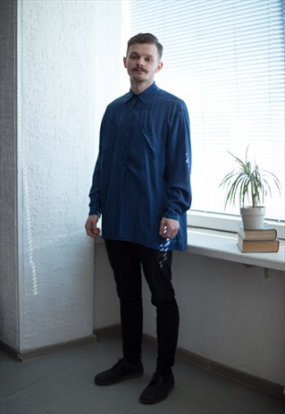 VINTAGE 80'S NAVY BLUE SILK SHIRT