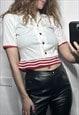 Retro 70s White N Red Stripes Top / Shirt 