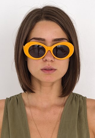 KURT COBAIN OVAL ROUND RETRO VINTAGE ORANGE SUNGLASSES