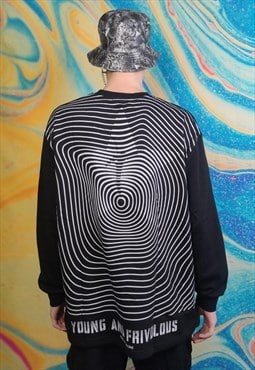 Stripe print sweatshirt rude slogan grunge thin top in black