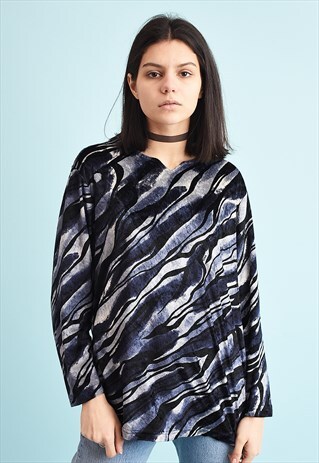 90'S RETRO OVERSIZED GRUNGE VELVET MOMS BLOUSE TOP