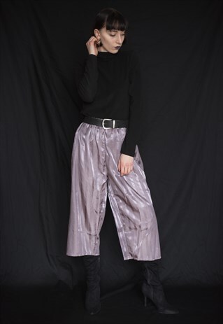 VINTAGE VIOLET SATIN TROUSERS.