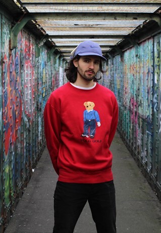 VINTAGE 90S POLO BEAR BY RALPH LAUREN RED SWEATSHIRT