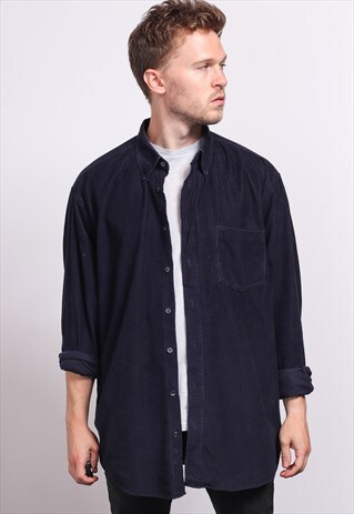 VINTAGE CORDUROY CORD SHIRT BLUE