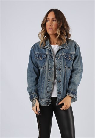 DENIM JACKET ST JOHNS BAY VINTAGE UK 12 (GJ3J)