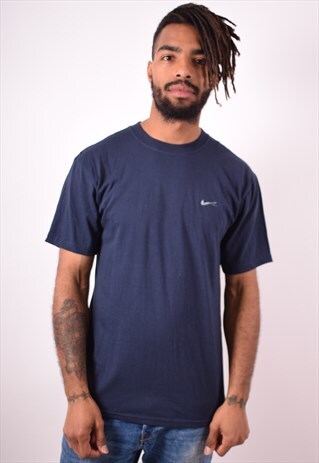 NIKE MENS VINTAGE T-SHIRT TOP MEDIUM NAVY BLUE 90S