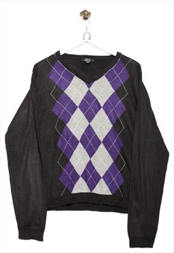 INC Sweater Knit Pattern Black/Purple/Grey