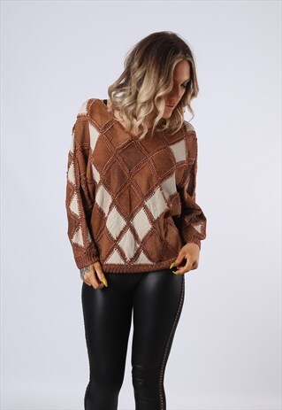 90'S SUEDE SWEATSHIRT TOP JUMPER BATWING SLEEVES (NAW)