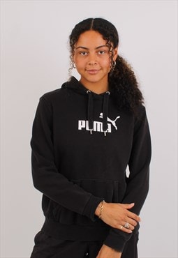 Vintage Women's 90's Puma Spell out Pullover Black Hoodie