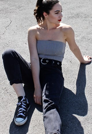 80'S VINTAGE GINGHAM BOOB TUBE