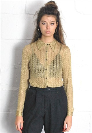 VINTAGE 90S GOLD LACE SHIRT