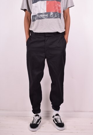 DICKIES MENS VINTAGE TROUSERS W36 L32 BLACK 90S