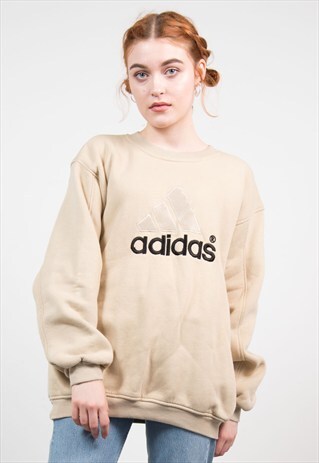 VINTAGE 90'S BEIGE ADIDAS SWEATSHIRT JUMPER