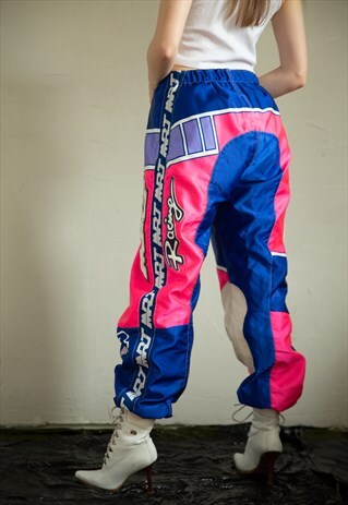VINTAGE PINK MOTORCYCLE TROUSERS . COLOUR BLOCK . UNISEX