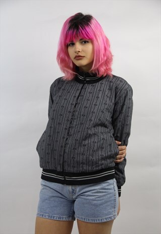 VINTAGE 90'S GREY PATTERNED BOMBER JACKET