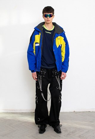 VINTAGE Y2K SKI JACKET BLUE PUFFER WINDBREAKER ACTIVEWEAR