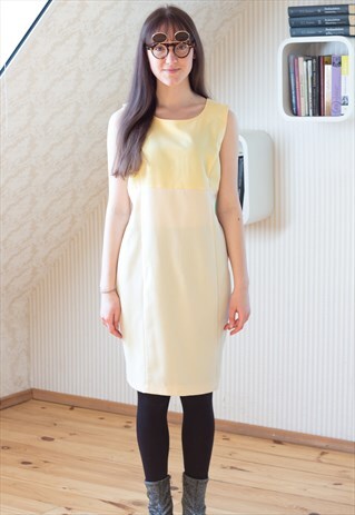 LIGHT YELLOW COMBINED SLEEVELESS DRESS