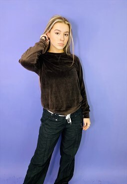 Vintage 90s Brown Velvet Sweatshirt