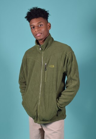 VINTAGE THE NORTH FACE GREEN ZIPPED FLEECE JUMPER