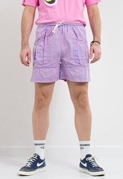 Vintage 90s shorts in purple striped summer men