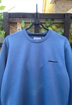 Retro Carhartt Y2K Sweatshirt blue small embroidered 