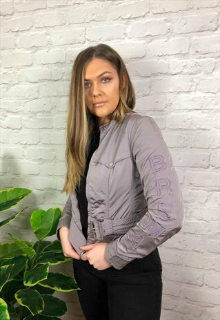 VINTAGE 90S BREMA MOTORCYCLE BIKER JACKET LILAC UK SIZE 6