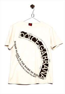 Vintage Dolce & Gabbana 90s T-Shirt Big Logo Look Beige
