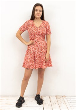 INNOCENCE UK 10 Sundress EU 38 Summer Dress Mini Floral Red